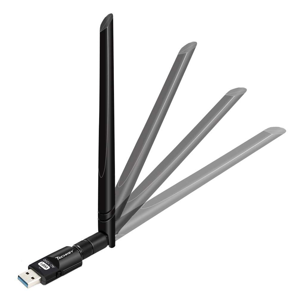▷ Adaptador WiFi USB para PC, Techkey Antena WiFi 1750Mbps de Doble Banda  2,42GHz / 450Mbps y 5,8GHz / 1300Mbps de Alta…
