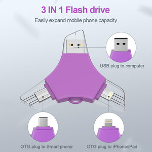 USB Flash Drive 128gb, Techkey® Pen Drive with Silver Polishing Cloth and Velvet Bag Set for Smartphone/Laptop/Pc/Android(Amethyst)-B081DQC5J3