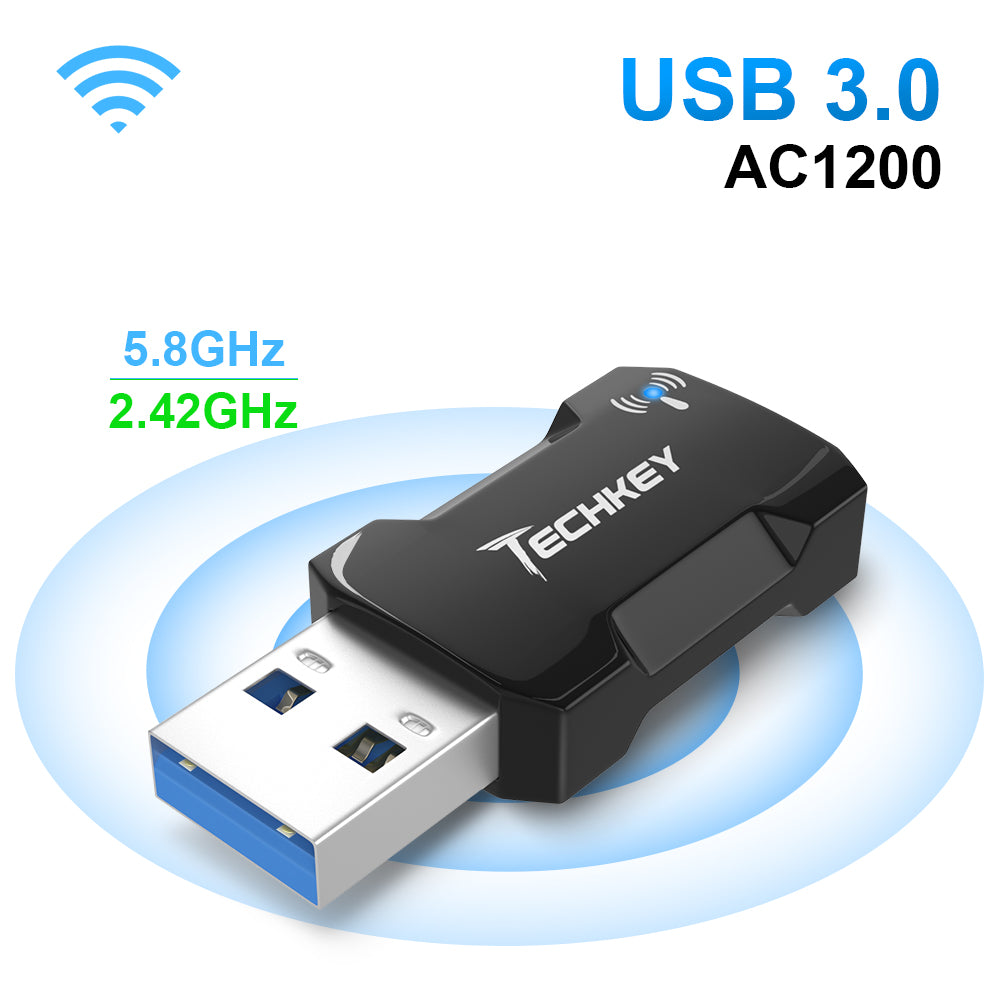 ▷ Adaptador WiFi USB para PC, Techkey Antena WiFi 1750Mbps de