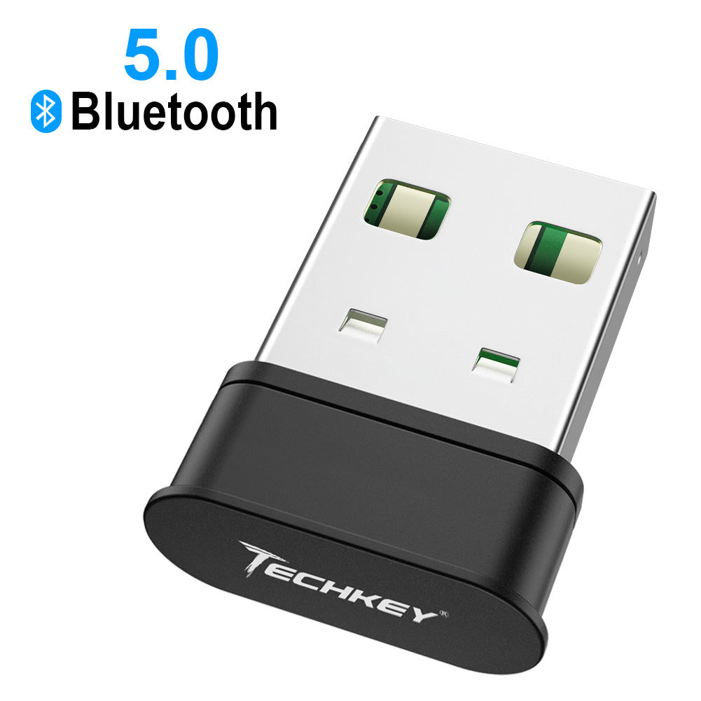 Bluetooth Adapter for PC，Techkey USB Mini Bluetooth 5.0 EDR Dongle for ...